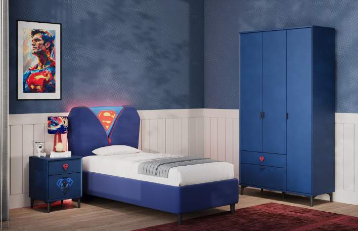 Superman temalı Puffy oda konsepti